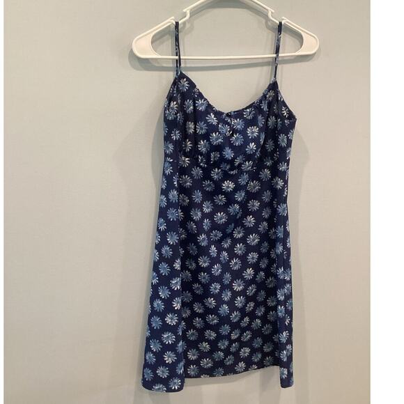 Vtg Milkmaid Mini Dress Size M Medium Blue Ditsy Floral Y2K 90s Daisy Date Night - Picture 1 of 12